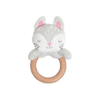 bunny plush wooden teether