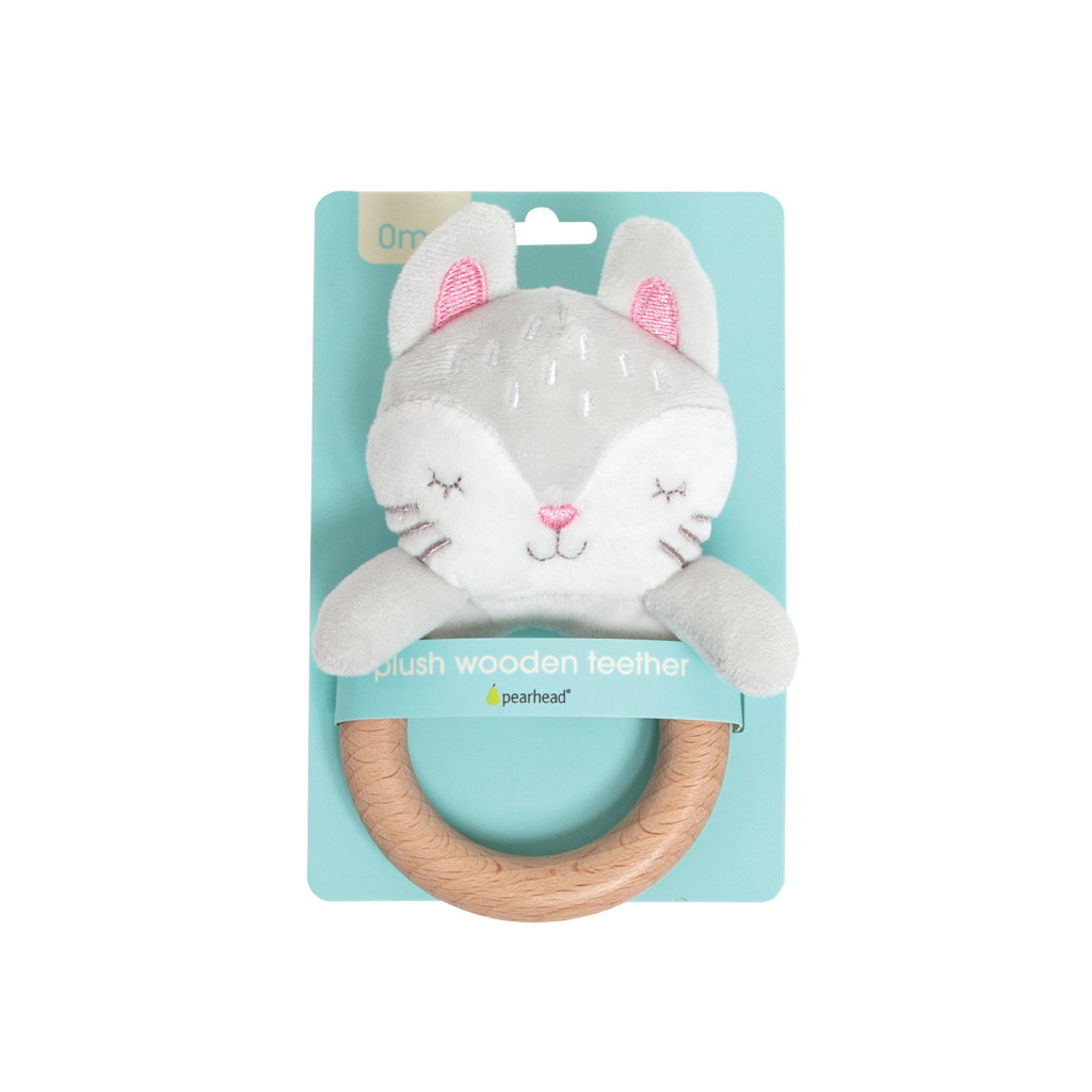 bunny plush wooden teether