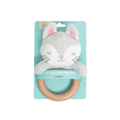 bunny plush wooden teether