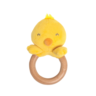 chick plush wooden teether