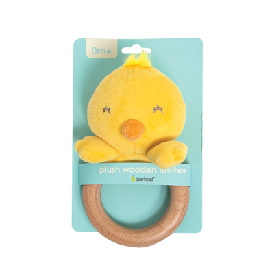 chick plush wooden teether