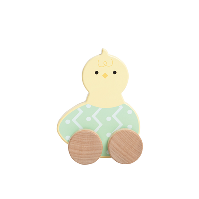 rolling wooden chick toy