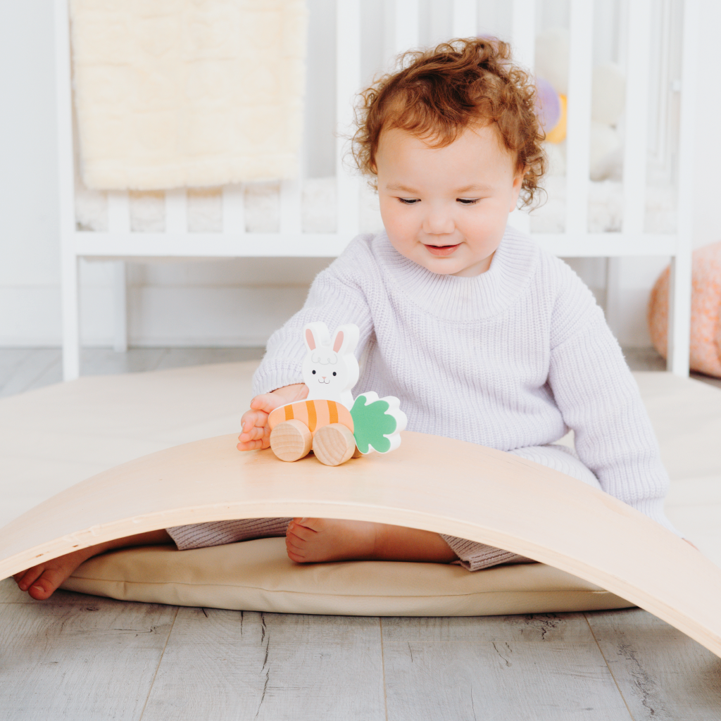 rolling wooden bunny toy